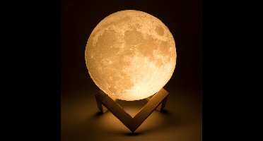 Gadgy Maan Lamp 3D - 13 CM – Maanlamp met 2 dimbare kleuren - USB oplaadbaar - eenvoudige touch bediening– Sfeerlamp – Lees / tafellamp - LED Nachtlamp