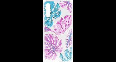 Shop4 - Samsung Galaxy A70 Hoesje - Zachte Back Case Bladeren Gekleurd