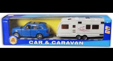 Auto met caravan pull-back - 30 cm