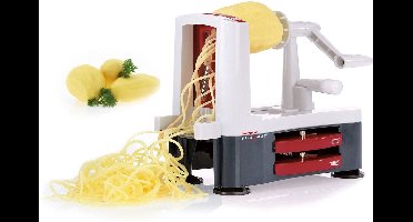 Westmark Spiraalsnijder voor groente en fruit, met 3 snij-inzetstukken, scherpe roestvrijstalen messen, Spiromat, antraciet/wit/rood, 11332260