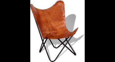 vidaXL - Vlinderstoel - echt - leer - bruin