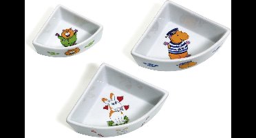 Flamingo Voerbak Hoek Opdruk Hamster 9x9 cm Wit