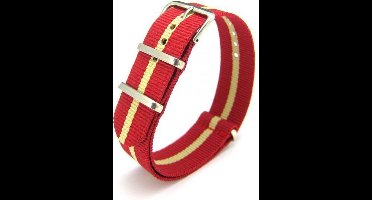 Premium Red Beige - Nato strap 20mm - Stripe - Horlogeband Rood Beige