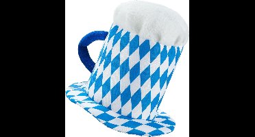 Vegaoo - Blauwe en witte bierpul hoed voor volwassenen