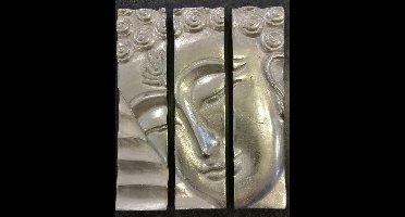 Buddha - Wand - 3 luik - Zilver - 24 cm