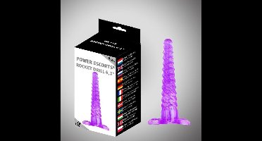 Power Escorts - Rocket Drill - Flexibele/Stevige - Anal Plug - Buttplug - Starterplug - Mini plug - 6.3 Inch / 16 cm - BR1123 - Paars - Ribbel beads plug Design voor extra stimulans  - gave Cadeaubox - ideaal voor Anaal starters - billen schrap