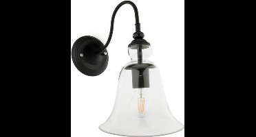 Groenovatie Vintage Wandlamp E27 Fitting - 310x220x310 mm - Glazen Lampenkap - Zwart