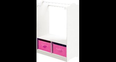 Witte houten dress-up met roze opslagbakken (TF4917)