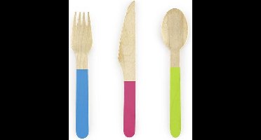 """Houten bestek Monsters, mix, 16cm (1 zakje met 18 stuks)"""