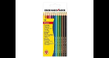 Kleurpotlood Eberhard Faber Winner driekantig assorti etui à 12 stuks doos met 10 stuks