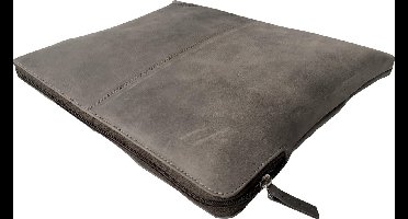 Grijze leren Milatoni laptopsleeve - limited edition "elephant grey" - t/m 13 inch laptops - echt leder - vintage uitstraling - duurzame productie