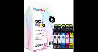 Inktdag inktcartridges voor Epson 29 inktcartridge, Epson 29XL multipack van 5 stuks (2*BK, 1*CMY) geschikt voor printers Epson Expression Home XP-245 , XP-247 , XP-255 , XP-257, XP-332, XP-335, XP-342, XP-345, XP-352, XP-355
