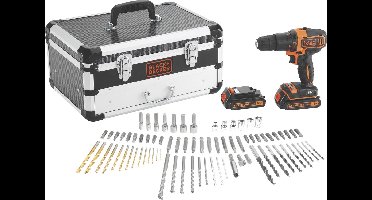 BLACK+DECKER KIT: 18V accu schroef-klopboormachine Flightcase met extra acc - BDC718AS2F-QW