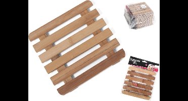 Pannenonderzetter - hout - vierkant - 15x15 cm - compact - klassiek - stevig