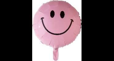 Haza Original Folieballon "smiley'' Meisjes Babyroze 45cm