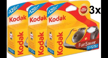3 pak Kodak - Wegwerpcamera met flitser - 27+12 foto's