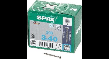 Spax - Spaanplaatschroeven - Torx 10 Platkop - 3 x 40mm - Voldraad - RVS (200 stuks)