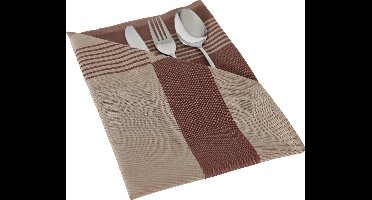 Damast Servet De Witte Lietaer Lineair Bruin per 4 stuks