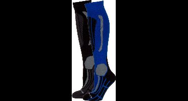 Falcon Wintersportsokken - Maat 43-46 - Mannen - donkerblauw/grijs/zwart