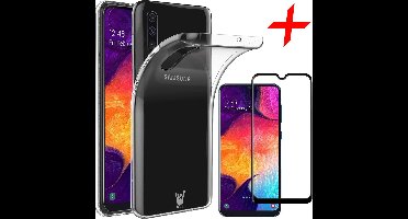 Hoesje geschikt voor Samsung Galaxy A30s - Screen Protector FullGuard - Back Cover Case ShockGuard Transparant & Screenprotector