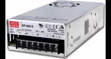 5volt 40A Single Output Switching 200W voeding - Mean Well
