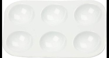 Palet plastic - Kunststof schilderpalet - Rechthoekig palet - Palet met 6 vakken - DIY schilderen - Kunstschilder gereedschap - 12x8 cm - 10 stuks