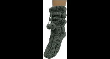 Apollo Fleece huissokken/slofsokken - dames - grijs - warme voering - comfortabel - gebereid 37-42