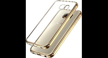 Hoesje geschikt voor Samsung Galaxy S6 Edge - Siliconen Gouden Bumper Electro Plating met Transparante TPU Hoesje (Gold Silicone Hoesje / Cover)