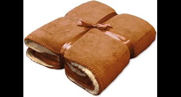 Unique Living Coby - Fleece polyester - Plaid - 130x160 cm - Hazel Brown