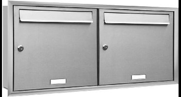 Brievenbus groot 2 adressen met rand ( inbouw )