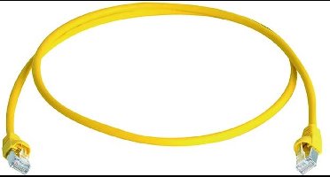 Telegärtner 100008032 RJ45 Netwerkkabel, patchkabel CAT 6A S/FTP 0.25 m Geel Vlambestendig, Snagless, Pair afscherming,