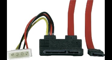 DELTACO SATA-05C, Slim SATA naar 2p Molex 5v + SATA 7p haaks - 50cm