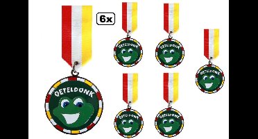 6x Medaille/Onderscheiding speldje kikker Oeteldonk