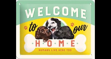 Welcome to our Home Metalen wandbord in reliëf 15x20 cm