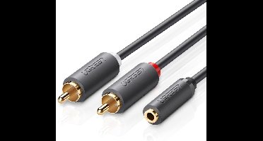 Ugreen - kabel - audiokabel 3,5 mm mini-jack - (vrouwelijk) - 2RCA - (mannelijk) - 25 - cm - grijs - (AV102 - 10561)