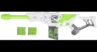 Eddy Toys Shooter Speelgoedpistool - 10 foampijlen - wit/groen - 74 cm