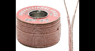 Luidsprekerkabel 2 x 1.00 mm Professional transparant/rood op rol 100 meter