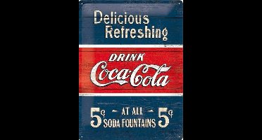 Coca-Cola Delicious reclame wandbord, Reclamebord Amerika USA, Metaal