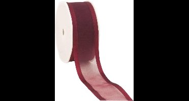 Satin edge Organzalint Wijnrood - 38 mm / 25 mtr.