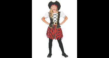 Vegaoo - Zwart met rood piraten kapitein pak voor meisjes