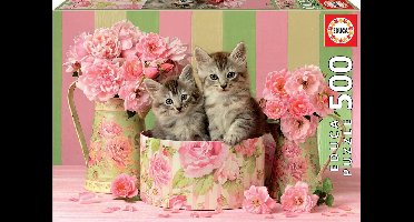 Legpuzzel - Educa Katjes tussen de rozen puzzel 500 stukjes