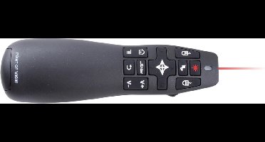 Point of View Draadloze USB Presenter - Wireless Presentatie Klikker met Laser Pointer - Presentatie Afstandsbediening  - 10 Meter Bereik - Windows/Apple/Mac/Powerpoint/Prezi/Keynote - Zwart