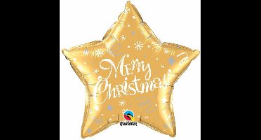 folieballon - merry christmas goudkleurige ster - 51cm leeg