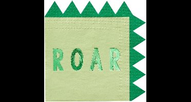 16 metallic groene dinosaurus papieren servetten - Ginger Ray
