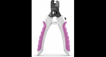 QEY Professioneel Dieren Nagelschaartje - Nageltang - Nagelknipper - Hond/Kat/Konijn/Vogel/ Cavia/Knaagdier - Incl. Veiligheidsstop & Nagelvijl - Wit/Roze