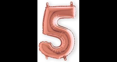 Grabo balloon - Folieballon - cijfer 5 - rozegoud - 35cm