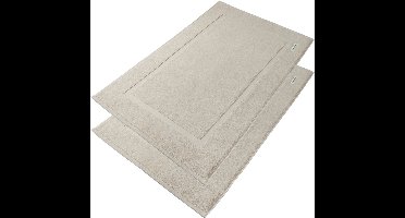 Linden&Green - Badkamermat - Badmat 50 x 80cm - Set van 2 - Beige Badmat - Badmatten - WC Mat - badmat luxe - Badmatten - 1000 gr/m2