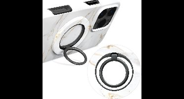 MIO by Mobilize Ring Holder - Universele MagSafe Ring Houder - Vinger Houder - MagSafe Standaard - 360° Draaibaar - Smartphone Grip - Met Plakbare MagSafe Ring - White Marble