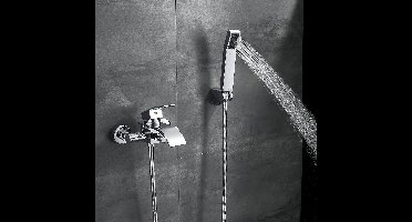 Auralum max Badkraan - Mengkraan - 150 mm Hartafstand - Watervalontwerp - Met handdouche Complete Set - Wandmontage - Chroom