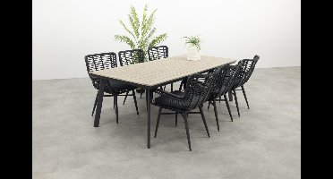 Jasmine Black/GI Vigo 6-persoons dining tuinset 230x100 cm.